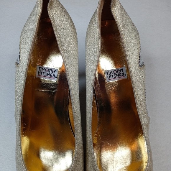 Timothy Hitsman women's 4" heel pumps. Gold, silve - Picture 6 of 12
